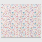 Watercolor Coquette Bunny Pink Bows Easter  Geschenkpapier (Flach)