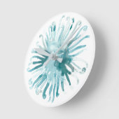 Watercolor Coral - Blue 2 Runde Wanduhr (Winkel)