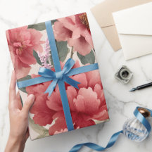 Watercolor Coral Peony Cream Floral Pattern