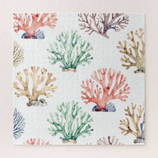Watercolor Coral Reef Pattern Puzzle (Vertikal)