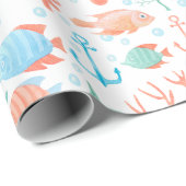 Watercolor Coral Wrapping Paper Geschenkpapier (Rolleneckpunkt)