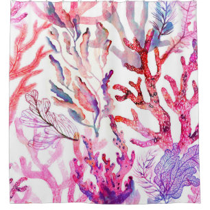 Watercolor corals. Seamless pattern with the under Duschvorhang