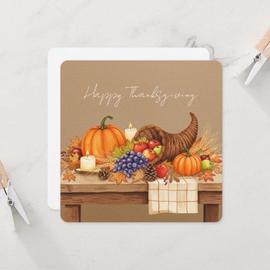 Watercolor cornucopia karte (Vorderseite/Rückseite Beispiel)