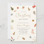 Watercolor Cosy Christmas Baby Dusche Einladung (Vorderseite)