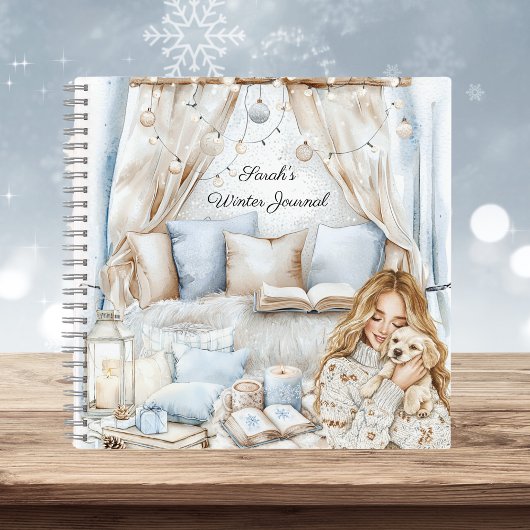 Watercolor Cosy Winter Blue Room Journal Notizblock