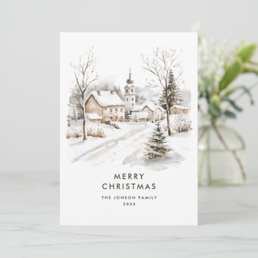 Watercolor Cosy Winter Country Weihnachten (Stehend Vorderseite)