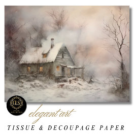 Watercolor Cottage Landscape Seidenpapier