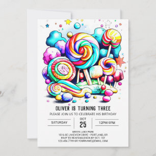 Watercolor Cotton Candy Geburtstag Einladung
