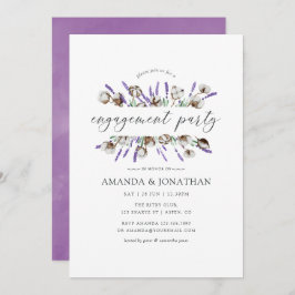 Watercolor Cotton Lavendel Engagement Party Einladung