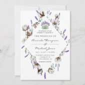 Watercolor Cotton Lavender Country Wedding Einladung (Vorderseite)