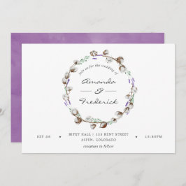 Watercolor Cotton Lavender Country Wedding Einladung