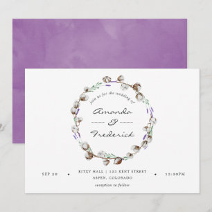 Watercolor Cotton Lavender Country Wedding Einladung