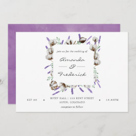 Watercolor Cotton Lavender Country Wedding Einladung