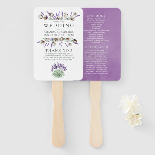 Watercolor Cotton Lavender Country Wedding Fächer