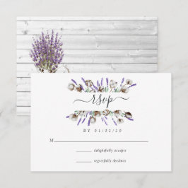 Watercolor Cotton Lavender Country Wedding RSVP Ca Karte