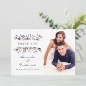Watercolor Cotton Lavender Wedding Danke (Stehend Vorderseite)
