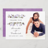 Watercolor Cotton Lavender Wedding Danke (Vorne/Hinten)