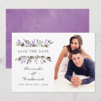 Watercolor Cotton Lavender Wedding Save the Date