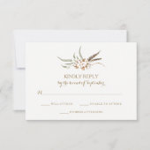Watercolor Cotton Wreath Feather Wedding RSVP Card (Vorderseite)