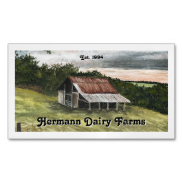 Watercolor Country Barn Scene Magnetische Visitenkarte