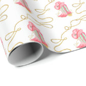 Watercolor Country Christmas Cowboy Boots Geschenkpapier (Rolleneckpunkt)