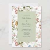 Watercolor Country Floral Wedding  Einladung (Vorderseite)