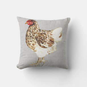 Watercolor Country Hen Kissen
