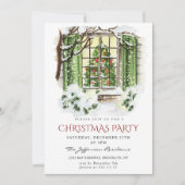 Watercolor Country Holiday House Weihnachten Party Einladung (Vorderseite)