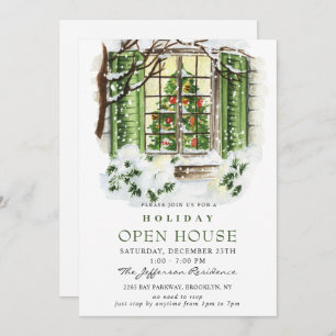 Watercolor Country Holiday Weihnachts-Open House Einladung