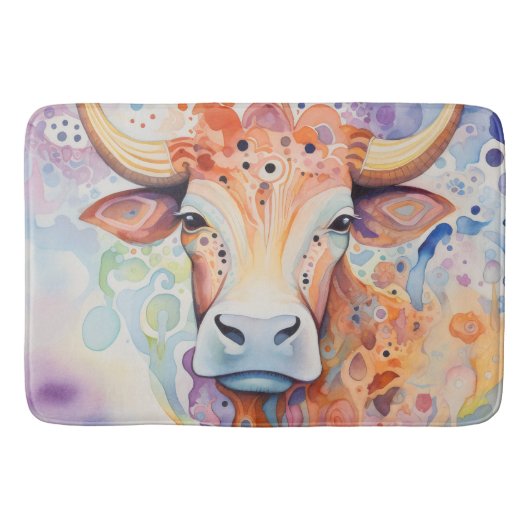 Watercolor Cow Bubbly Soft Badematte (Vorderseite)