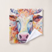 Watercolor Cow Bubbly Soft Badhandtuch Set (Waschlappen)