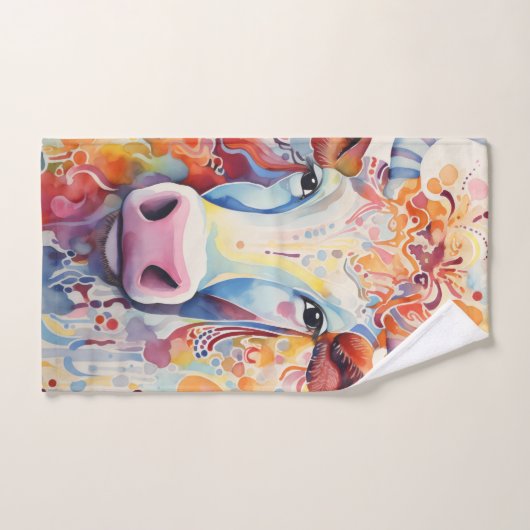 Watercolor Cow Bubbly Soft Badhandtuch Set (Handtuch)