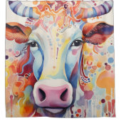Watercolor Cow Bubbly Soft Duschvorhang (Vorderseite)