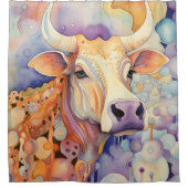 Watercolor Cow Bubbly Soft Duschvorhang (Vorderseite)
