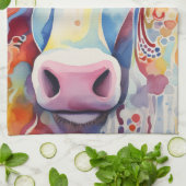 Watercolor Cow Bubbly Soft Geschirrtuch (Gefaltet)