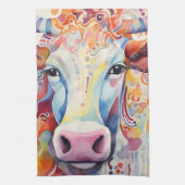 Watercolor Cow Bubbly Soft Geschirrtuch (Vertikal)