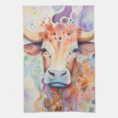 Watercolor Cow Bubbly Soft Geschirrtuch (Vertikal)