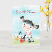 Watercolor Cow Farm Karte (Gelbe Blume)