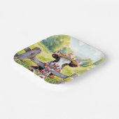 Watercolor Cow Wearing a Summer Hat Pappteller (Gewinkelt)