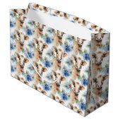 Watercolor Cow Wrapping Paper Große Geschenktüte (Rückseite Schrägansicht)