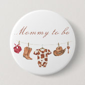 Watercolor-Cowboy-Baby-Party - werdende Mutter Button (Vorderseite)