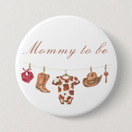 Watercolor-Cowboy-Baby-Party - werdende Mutter Button