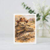 Watercolor Cowboy Turtle in the desert Postkarte (Stehend Vorderseite)