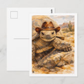 Watercolor Cowboy Turtle in the desert Postkarte (Vorne/Hinten)