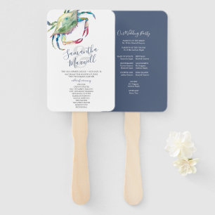 Watercolor Crab Beach Hochzeitskalender Fächer