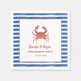 Watercolor Crab Meafood engagement Party Serviette