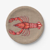 Watercolor Crawfish Burlap Pappteller (Vorderseite)