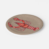 Watercolor Crawfish Burlap Pappteller (Schrägansicht)