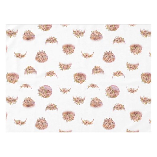 Watercolor Crescent Floral Pattern Tischdecke (Vorderseite (Horizontal))