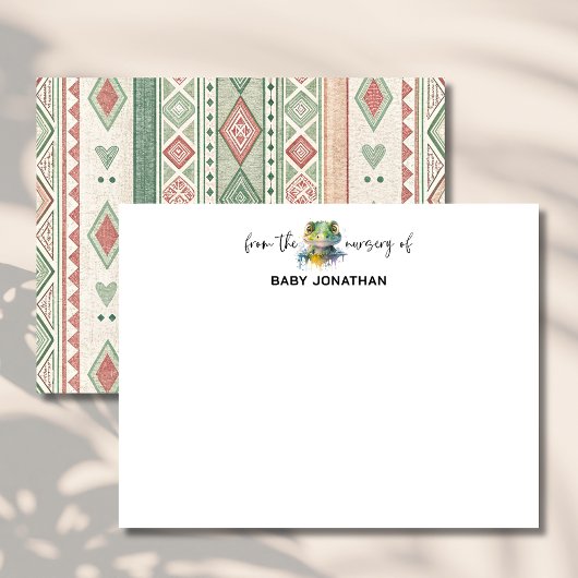 Watercolor Crocodile Chic Nursery Note Card Einladung